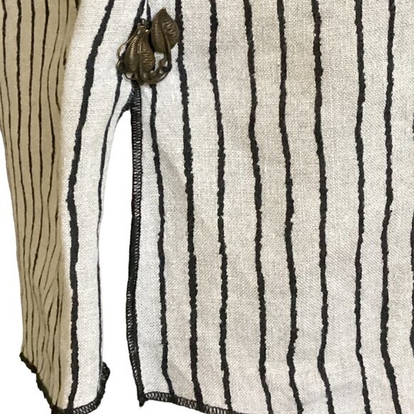 Le Blanc Mouton Linen Blend BOHO Artsy Mixed Media Tunic Top M/L 148A - Picture 6 of 8